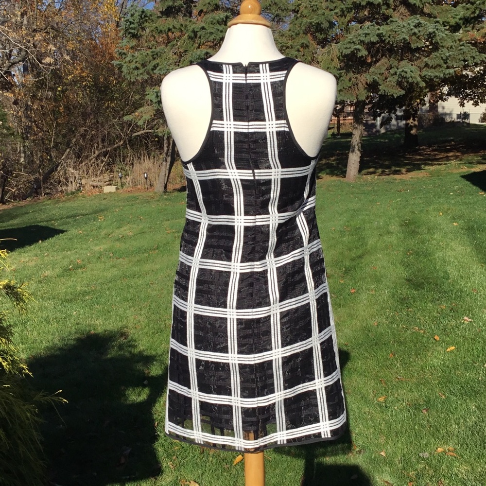 Milly Organza A-Line Grid Pattern Shift Dress - Picture 7 of 8